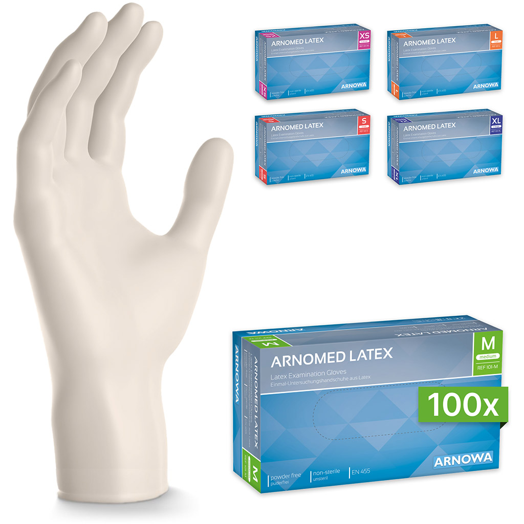 Latex-Einmalhandschuhe in den Größen S bis XL